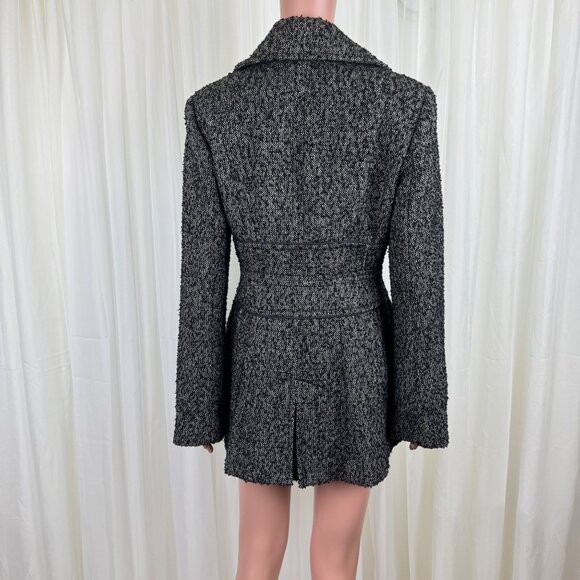 Jessica Simpson Boucle Wool Blend Fit Flare Bell Sleeve Coat Jacket Sz MD Black - Picture 5 of 17